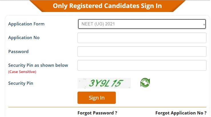 NEET UG Registration, Application For