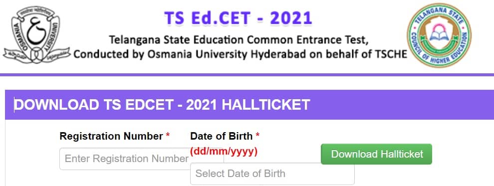 TS ED.CET 2021 Hall Ticket