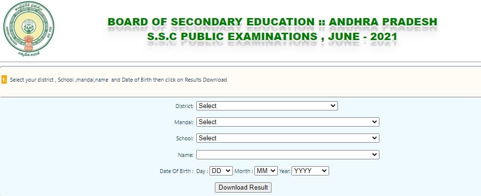 bse.ap.gov.in 10th results 2021 window