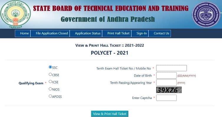 polycetap.nic.in 2021 Hall Ticket