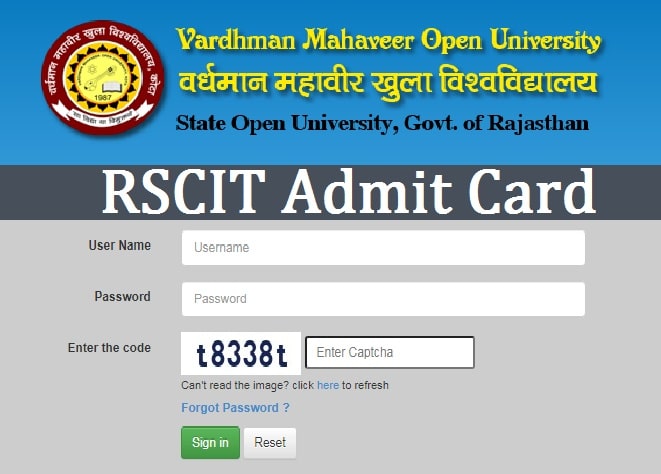 RSCIT Admit Card 2021