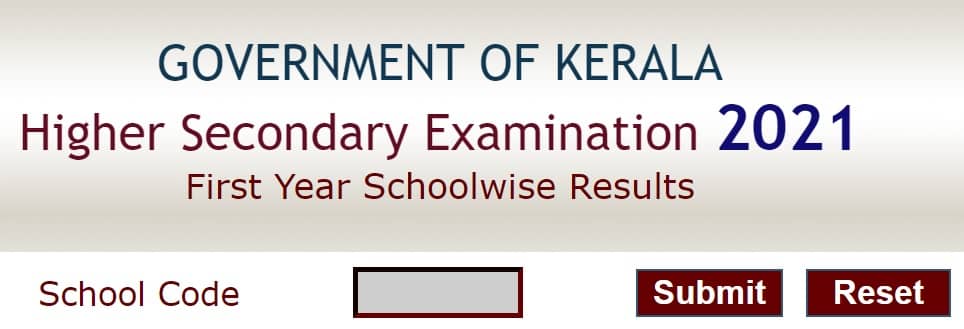 Kerala Plus One Result 2021 School Wise