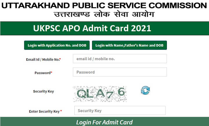 UKPSC APO Admit Card 2021