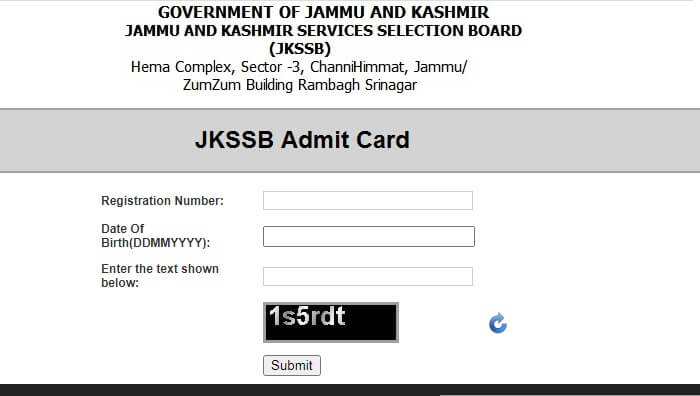 JKSSB Admit Card 2021