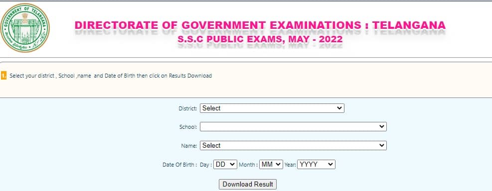 bseresults.telangana.gov.in SSC Results 2022