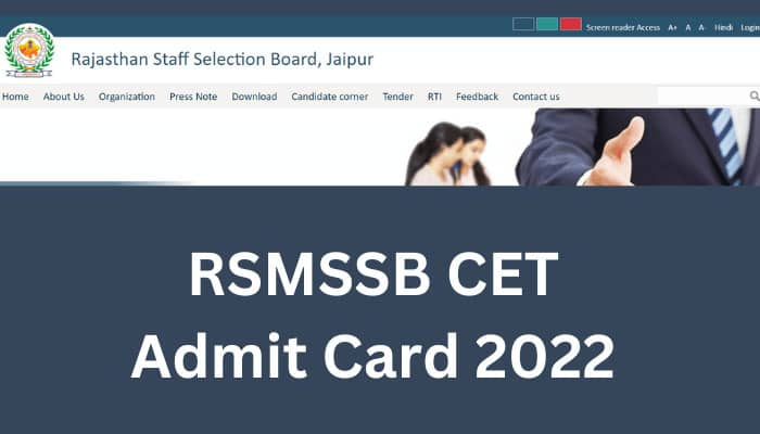 RSMSSB CET Admit Card 2022 