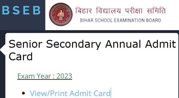 Bihar Board 12th Admit Card 2023 Sample
