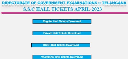 TS SSC Hall Tickets 2023 BSE Telangana