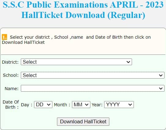 bse.ap.gov.in AP SSC Hall Tickets 2023