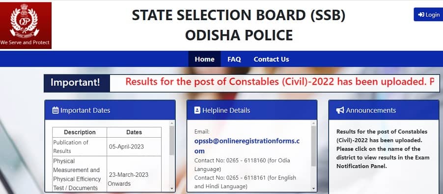 Odisha Police Constable Result 2023 opssb