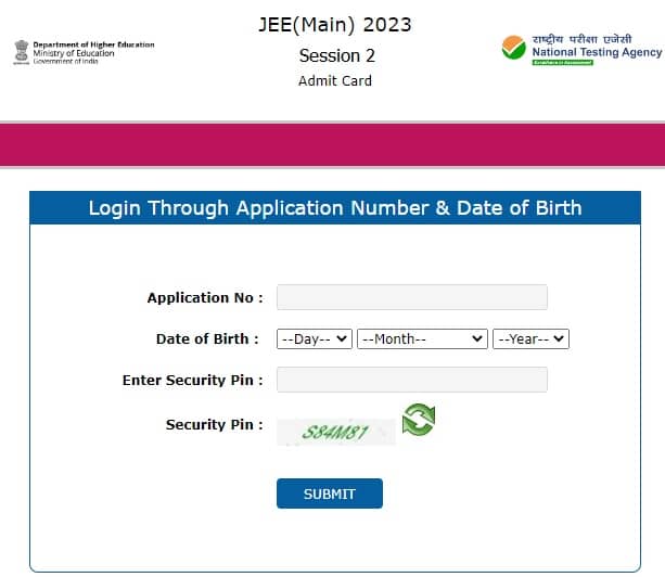 jeemain.nta.nic.in 2023 Admit Card Session 2