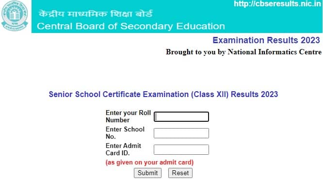 cbse.nic.in CBSE 12th Result 2023 cbseresults.nic.in cbse.gov.in Class 12 Results