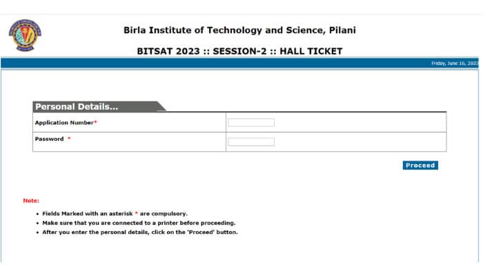 BITSAT Admit Card 2023 Session 2 