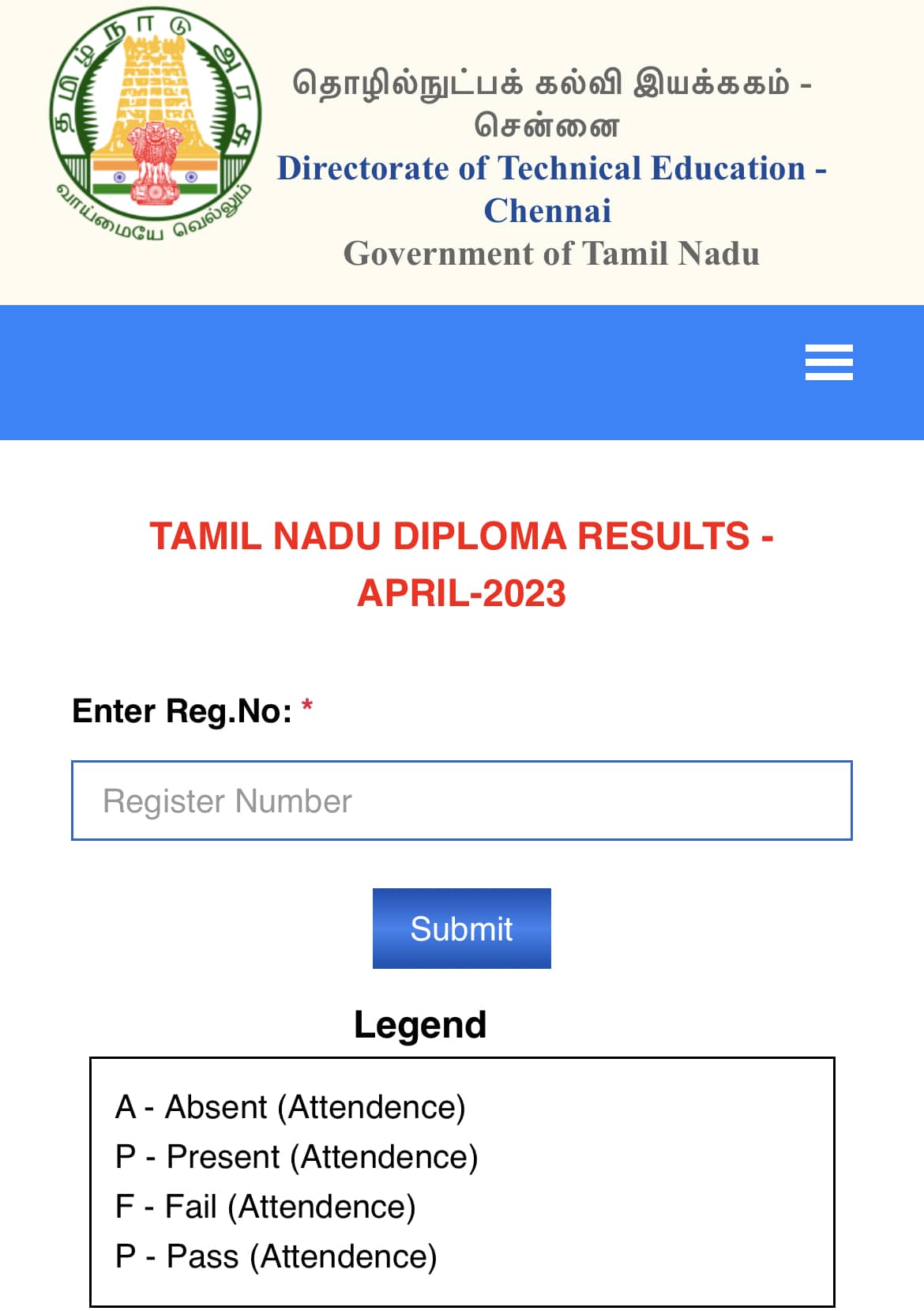 TNDTE Diploma Result 2023 DoTE April