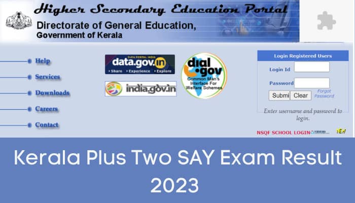 Kerala Plus Two SAY Exam Result 2023 
