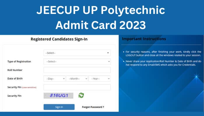 jeecup.admissions.nic.in Admit Card 2023 UP Polytechnic