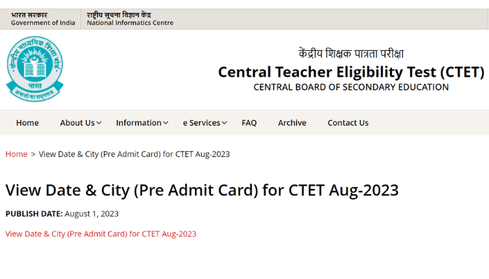 CTET Admit Card 2023 