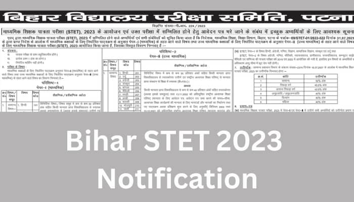 Bihar STET 2023 Notification